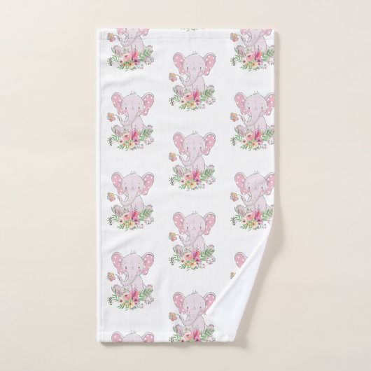 Handtuchhalter Set Rosa Elephant Blumen (Handtuch)