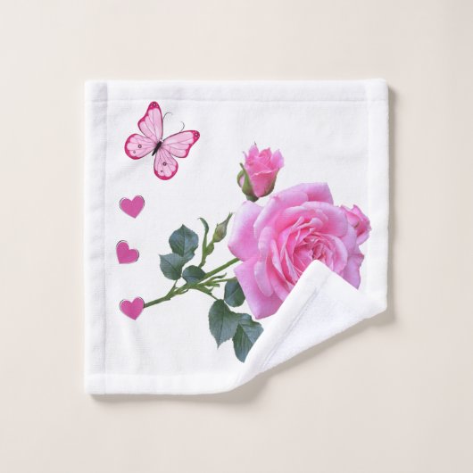 Handtuchhalter Sets Rosa Rose Bläsernblume (Waschlappen)