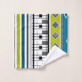 Handtuchretro, 60er, beliebt, Mode, blau, grün Badhandtuch Set (Waschlappen)