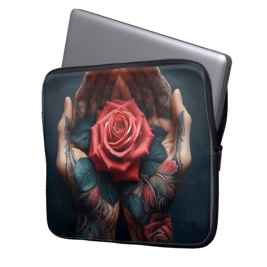 Handvoll Rose Laptopschutzhülle (Vorderseite Links)