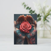 Handvoll Rose Postkarte (Stehend Vorderseite)