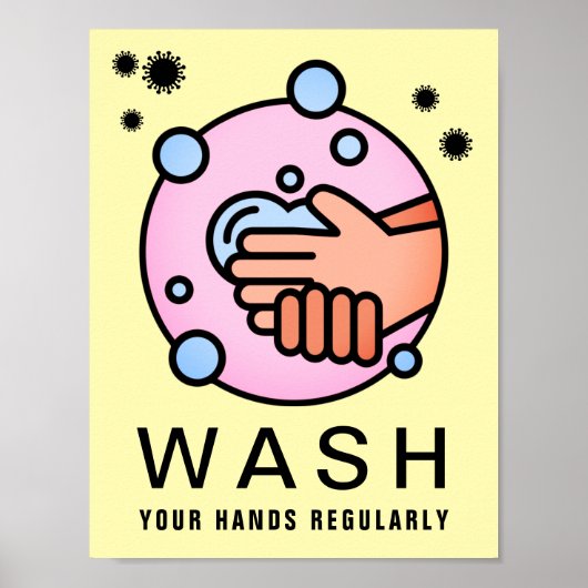 Handwasch-Virus-Symbol Poster (Vorne)