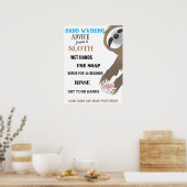 Handwaschanleitung von einer Schlange für Kinder Poster (Küche)