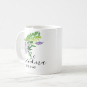 Handwasserfarbe-Blumen-Mama-Oma Lila Kaffeetasse (Vorderseite Links)