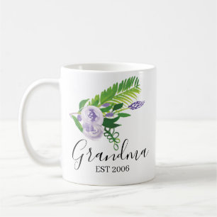 Handwasserfarbe-Blumen-Mama-Oma Lila Kaffeetasse