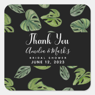 Handwasserfarbe Monstera Adansonii Blatt Braut- Quadratischer Aufkleber
