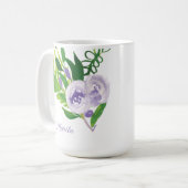 Handwasserfarben-Blumen in Lila Kaffeetasse (Vorderseite Links)