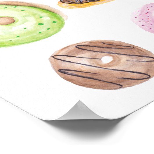 Handwasserfarbene Mattierte MischDonuts Poster (Ecke)