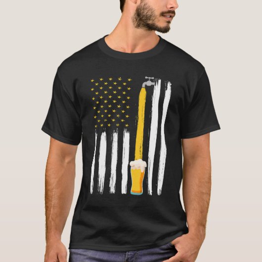 Handwerk Beer American Flag USA 4. Juli Brauerei A T-Shirt (Vorderseite)