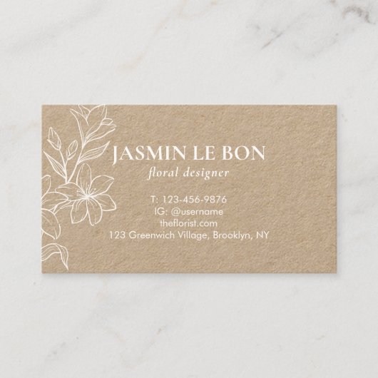 Handwerk | Chic Minimal Floral Visitenkarte (Vorderseite)