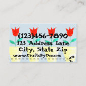 Handwerk, nähend, handgemachte Visitenkarten Visitenkarte (Rückseite)