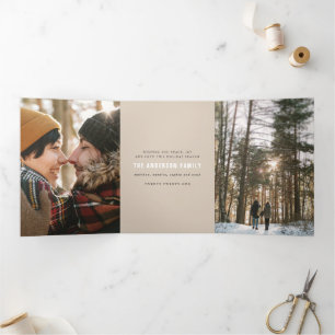 handwerk vintage frohe weihnachten multi foto dreifach gefaltete urlaubskarte