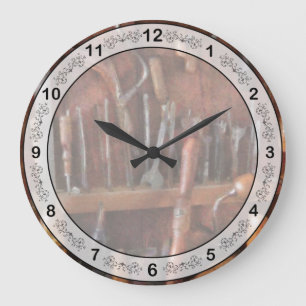 Handwerk - Zimmermann - Alte Werkzeuge Große Wanduhr