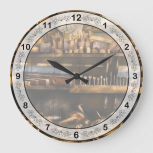 Handwerk - Zimmermann - Hobel & Bohrer Große Wanduhr