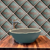 Handwerker Dragonfly Tile, Grün und Kupfer Fliese