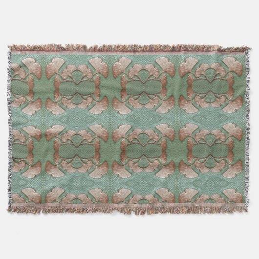 Handwerker Gingko Throw Blanket Decke (Vorderseite)