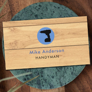 Handwerker, Hausreparatur, QR-Code, blauer Kreis Visitenkarte