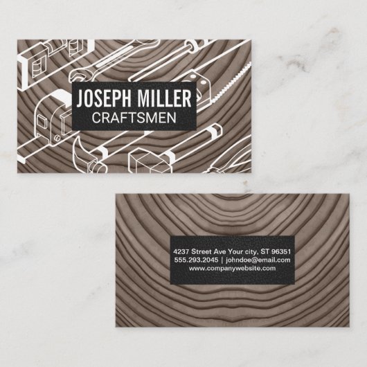 Handwerker Holz Hintergrund | Tools Visitenkarte (Vorne/Hinten)