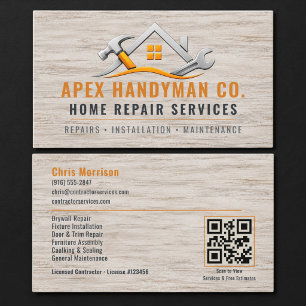Handwerker Holz QR Code Professional Visitenkarte