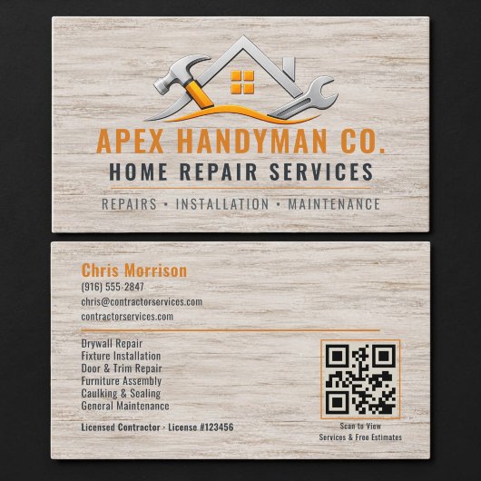Handwerker Holz QR Code Professional Visitenkarte