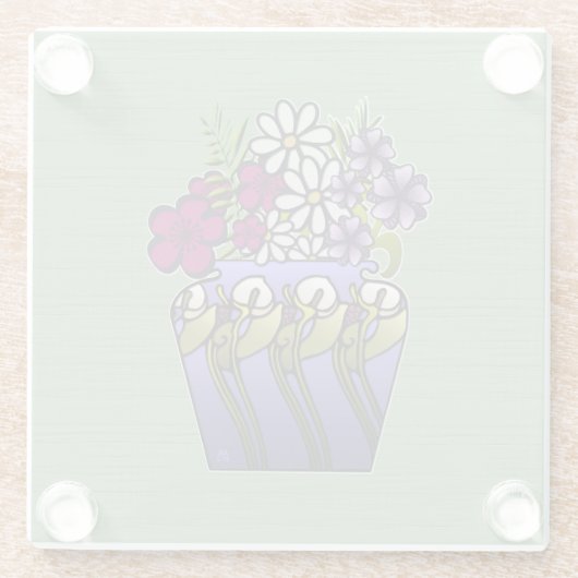 Handwerker Lily Vase Glasuntersetzer (Rückseite)