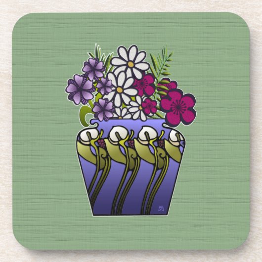 Handwerker Lily Vase Set 6 Getränkeuntersetzer (Vorderseite)