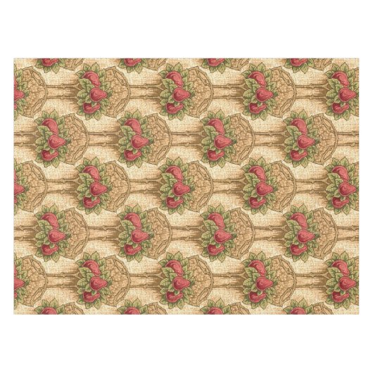 Handwerker oder Mission Style Red Peers Pattern Tischdecke (Vorderseite (Horizontal))