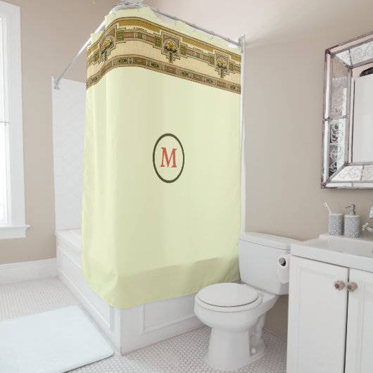 Handwerker oder Mission Style Square Frame Floral Duschvorhang (Beispiel)