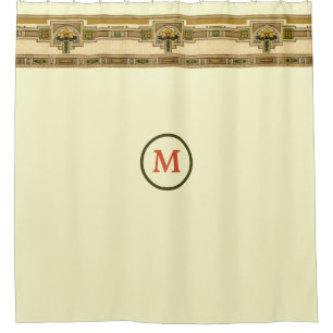 Handwerker oder Mission Style Square Frame Floral Duschvorhang