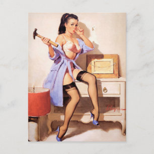 Handwerker-Pin-Up Postkarte