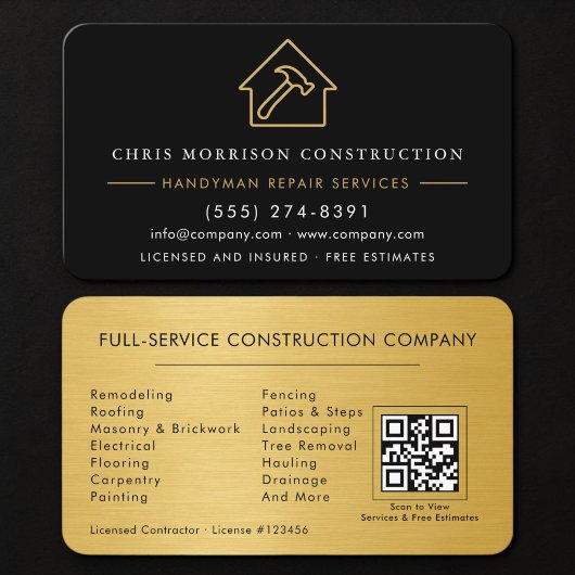 Handwerker-QR-Code Gold Metallisch Visitenkarte