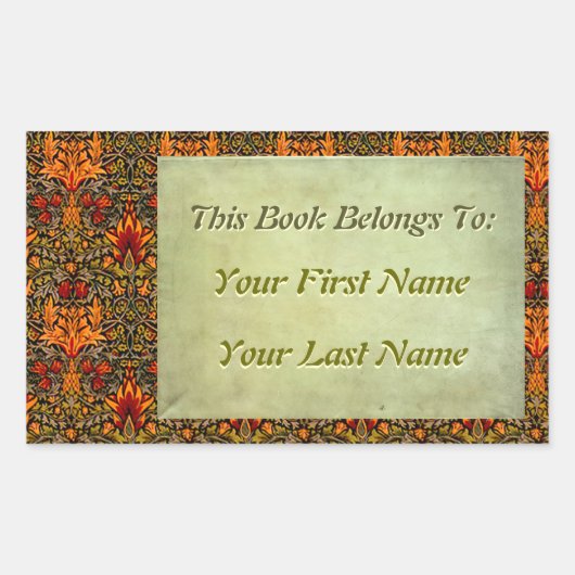 Handwerker Sampling florale Personalisierte Buchze Rechteckiger Aufkleber (Vorderseite)