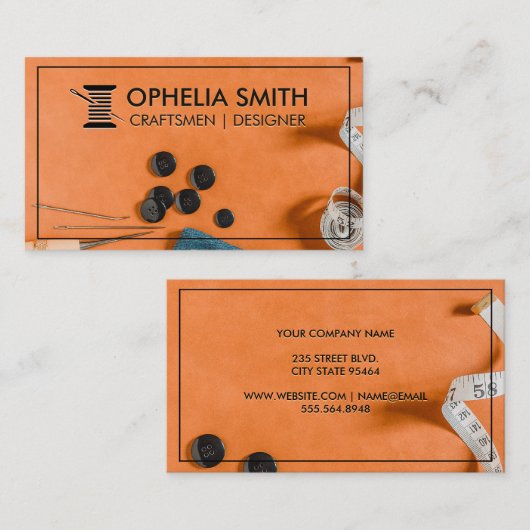 Handwerker | Seamstress Workspace Thread and Needl Visitenkarte (Vorne/Hinten)