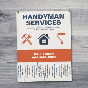 Handwerker-Service-Flyer mit abreißbaren Tabs Flyer