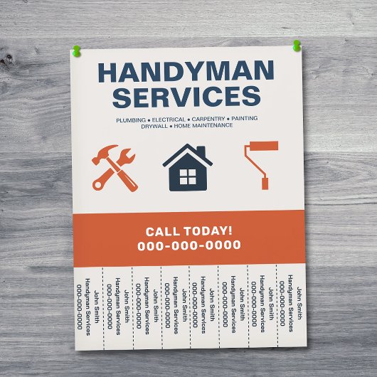 Handwerker-Service-Flyer mit abreißbaren Tabs Flyer
