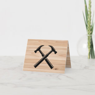 Handwerker-Vertragshammer-Logo aus rustikalem Holz Dankeskarte