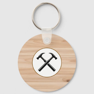Handwerker-Vertragshammer-Logo aus rustikalem Holz Schlüsselanhänger