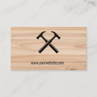 Handwerker-Vertragshammer-Logo aus rustikalem Holz Terminkarte
