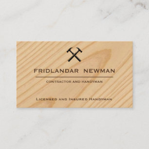 Handwerker-Vertragshammer-Logo aus rustikalem Holz Visitenkarte