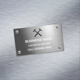 Handwerker-Vertragshändler Silbernes Metallhammer- Magnetische Visitenkarte