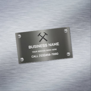 Handwerker-Vertragshändler Silbernes Metallhammer- Magnetische Visitenkarte