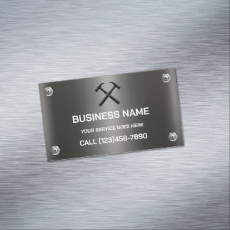 Handwerker-Vertragshändler Silbernes Metallhammer- Magnetische Visitenkarte