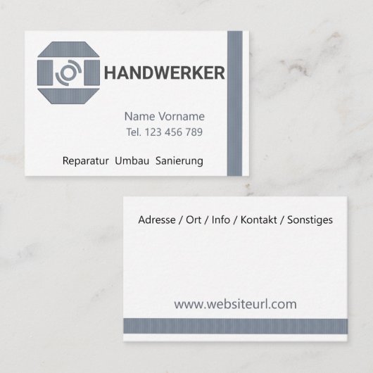 Handwerker Visitenkarte (Vorne/Hinten)