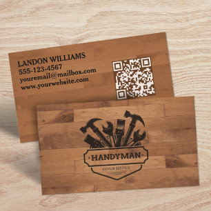 Handwerker-Wartungsreparaturdienst Holz-QR-Code Visitenkarte