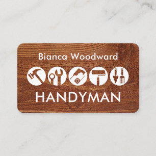 Handwerker-Werkzeug-Symbol auf Holz Visitenkarte