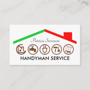 Handwerker Werkzeuge Gebäude Dach Visitenkarte