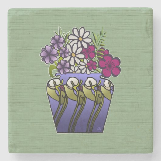 Handwerkerin Lily Vase Marble Steinuntersetzer (Vorderseite)