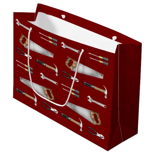 Handwerkerwerkzeuge Große Geschenktüte (Vorderseite Schrägansicht)