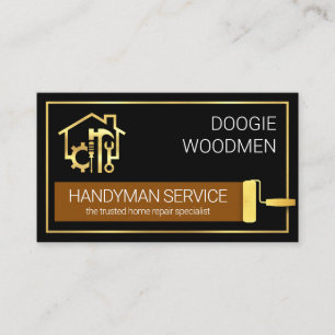 Handwerkerwerkzeuge Zuhause in Goldrahmen Visitenkarte