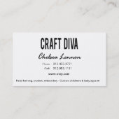 Handwerks-Diva-Künstler-Handwerkkünste, die das Visitenkarte (Rückseite)